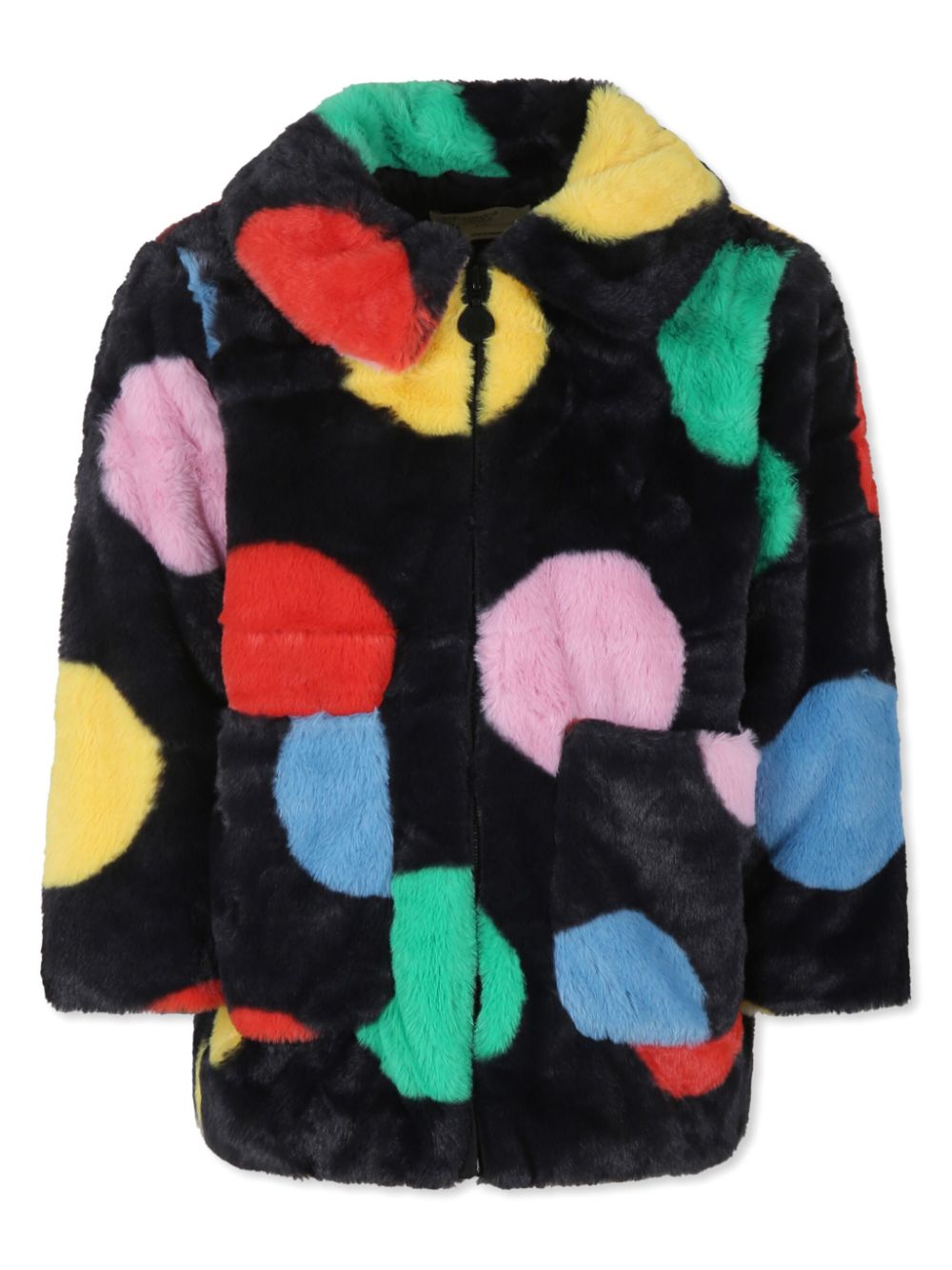 Polka-dot faux-fur jacket - Black