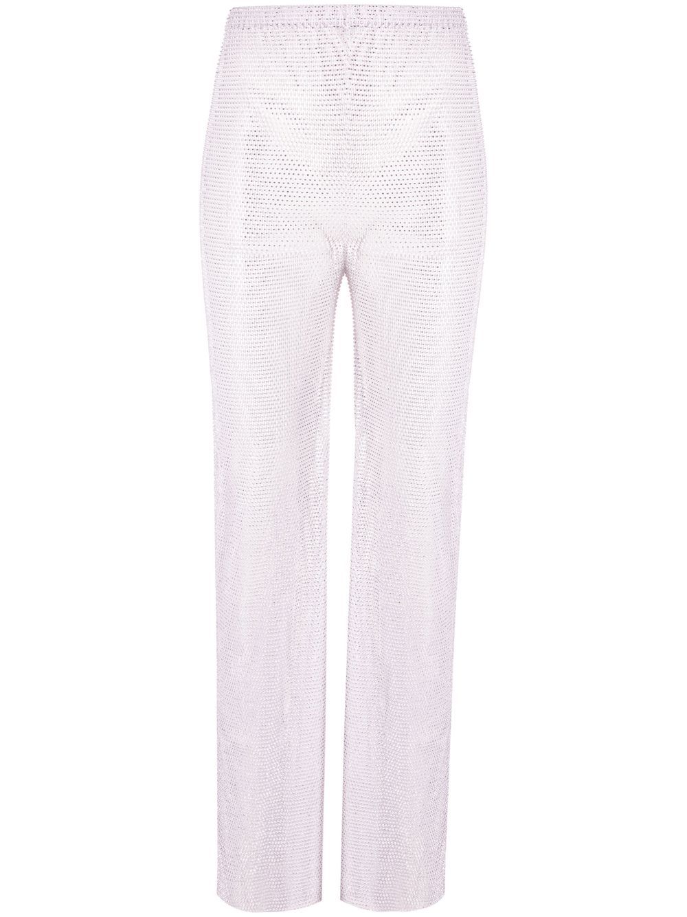 Rhinestone-embellished flared trousers - Silver