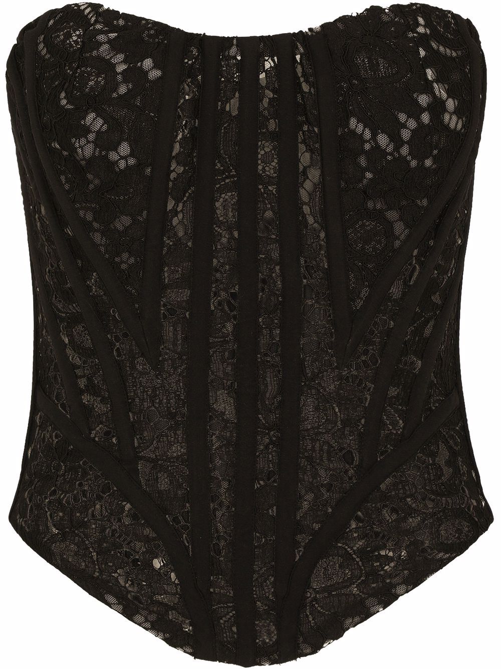 Lace panelled corset-top - Black
