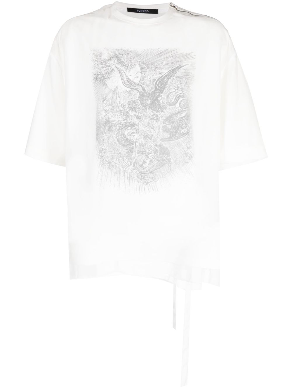 Ghost Inferno tulle-overlay T-shirt - White