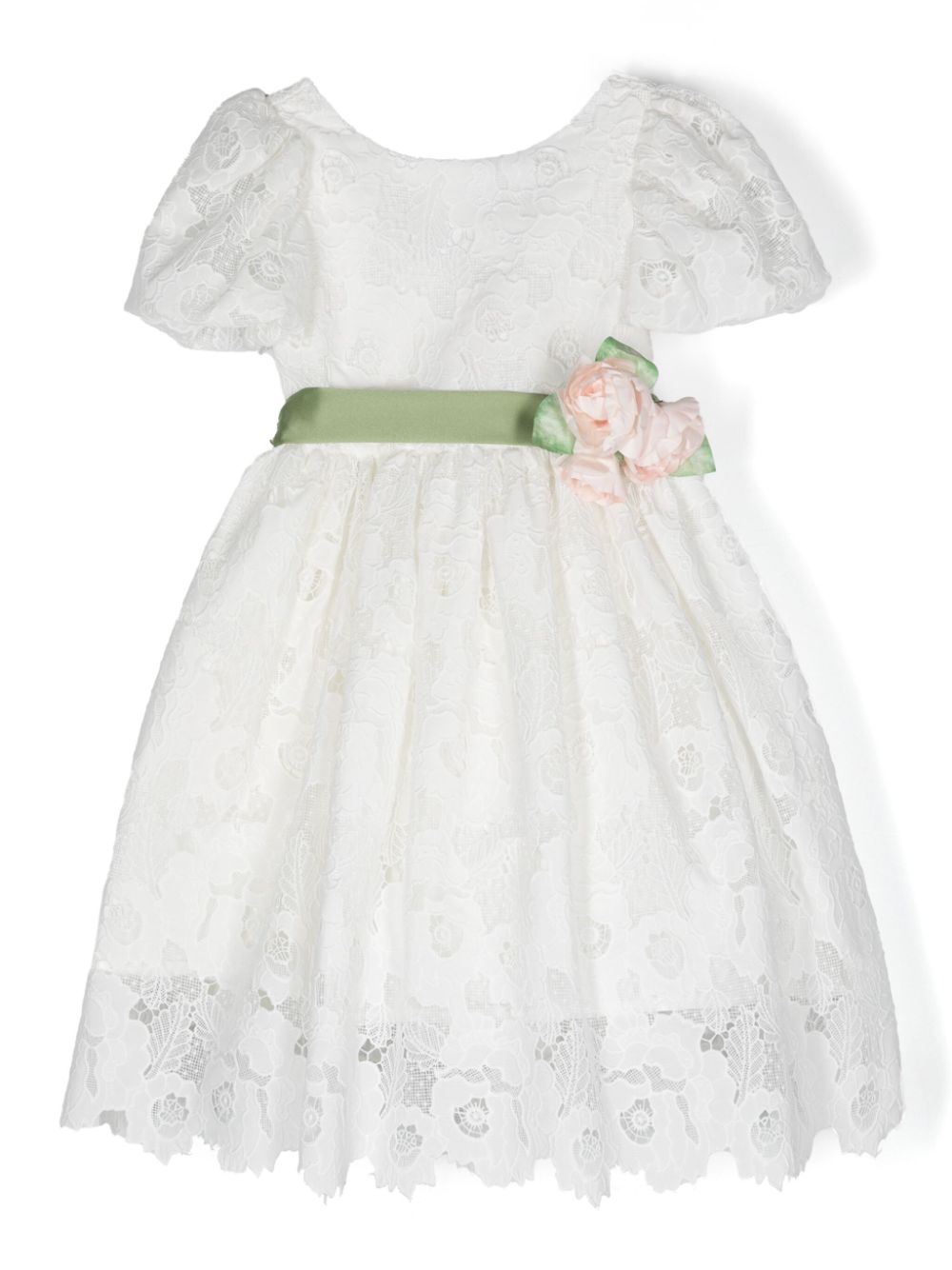 Layered guipure-lace dress - White