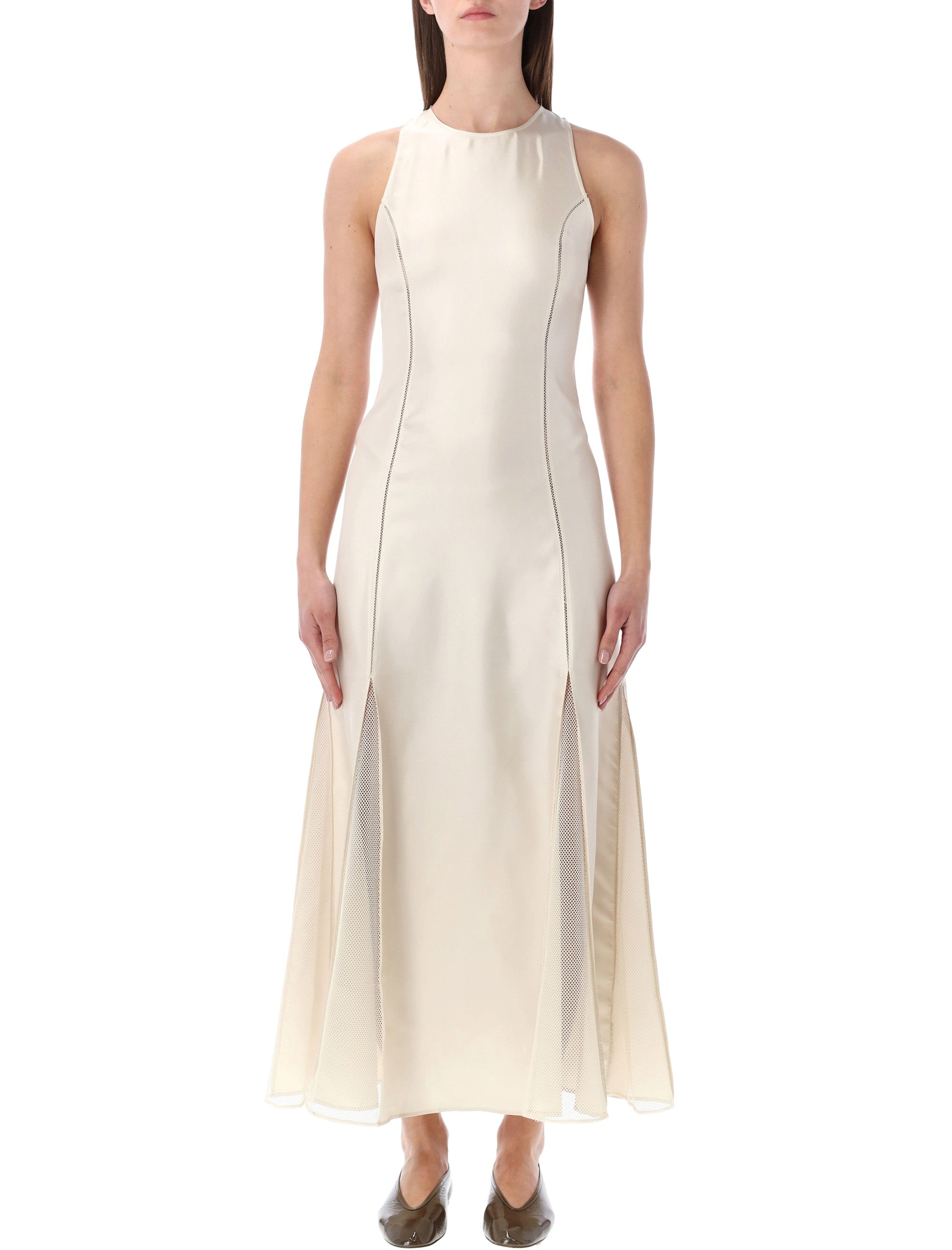 Iraka Mesh and Silk-twill Midi Dress
