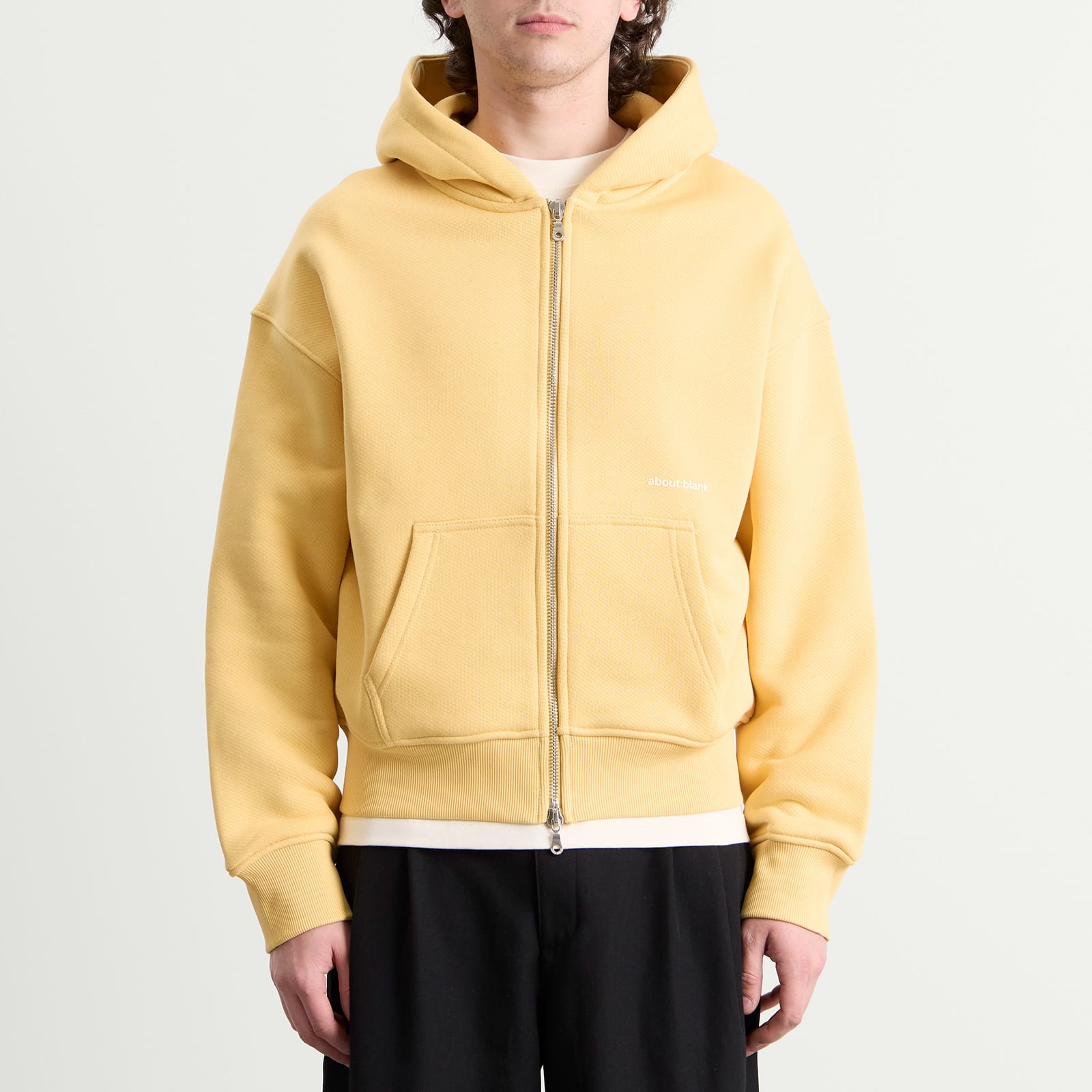 Men's Box Zip Hoodie in Yellow/Ecru