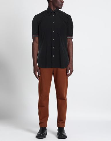 Man Shirt Black Size 16 Cotton, Elastane, Polyester