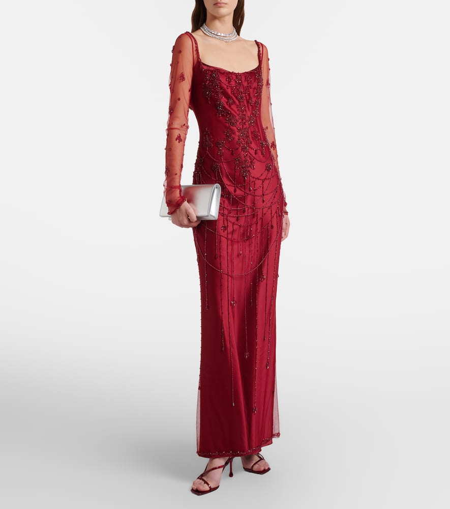 Chandelier embellished tulle gown