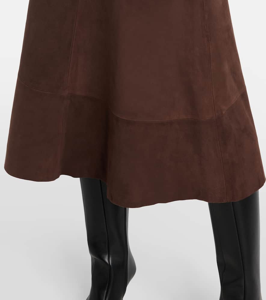 Suede midi skirt