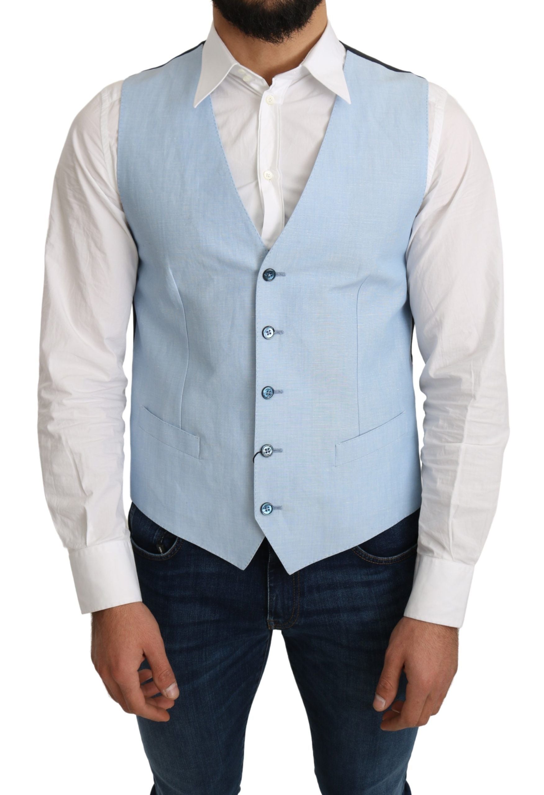Wool-Viscose Formal Vest — Blue