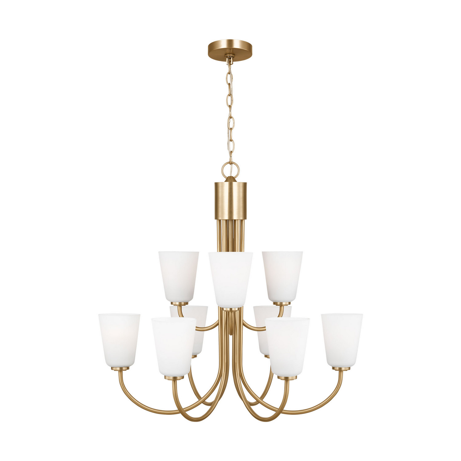 Satin Brass Chandelier from the Miles Collection