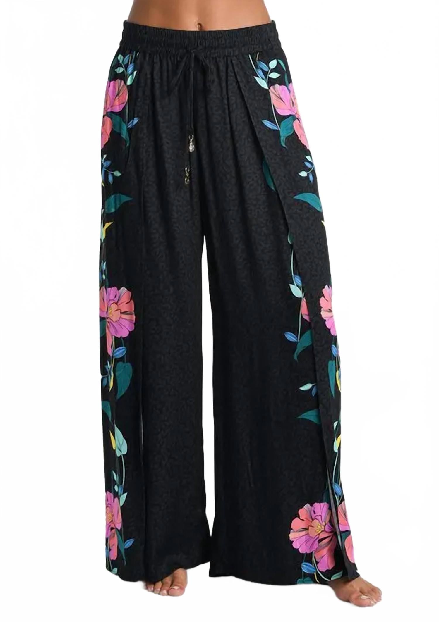 Women's Cascade Blooms Beach Pant In Black