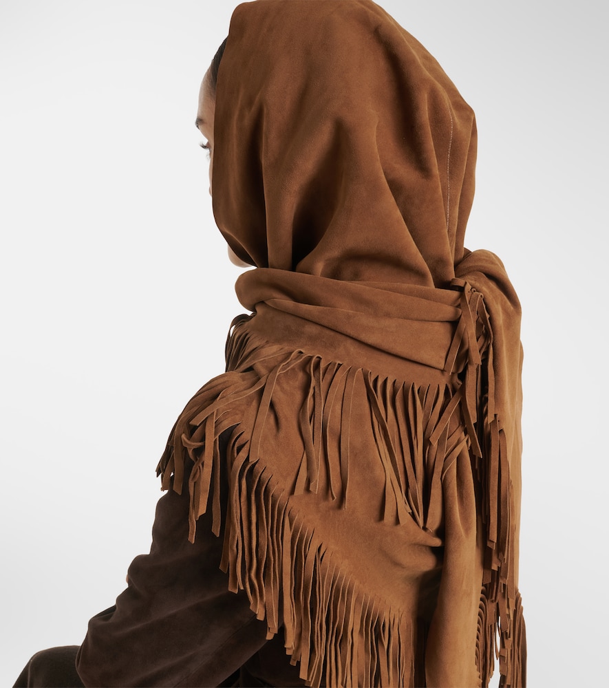 Fringed suede shawl