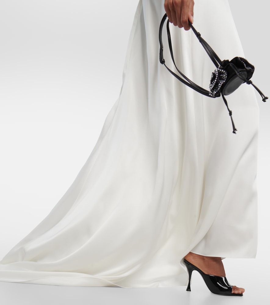 Rosette embellished slip gown