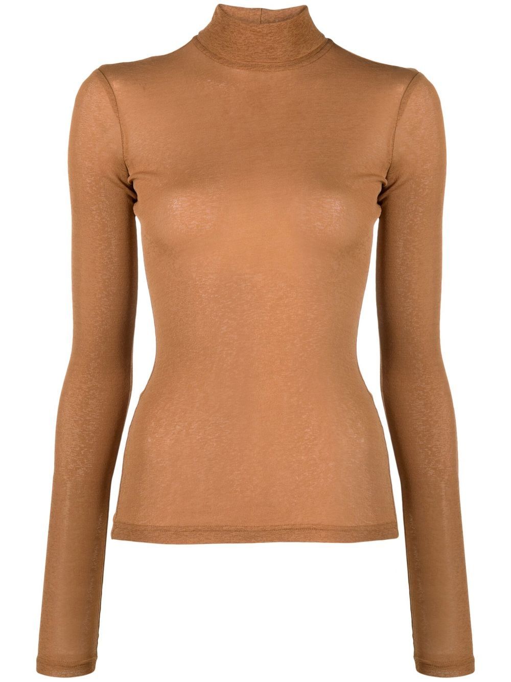 Knitted roll-neck top - Brown