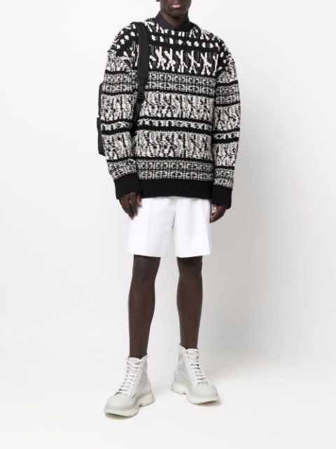 High-waisted straight-leg shorts