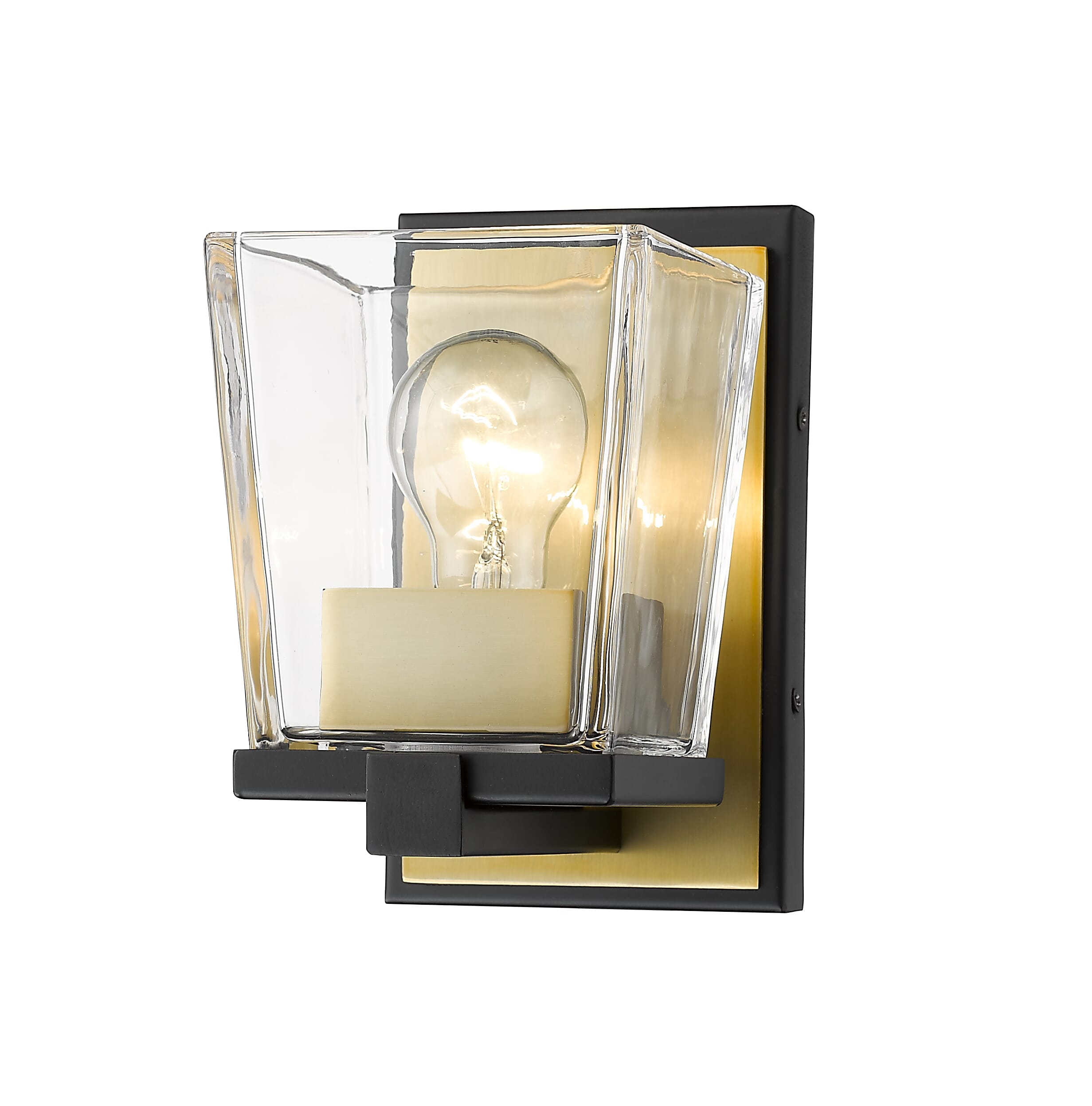 Bleeker Street 1-Light Wall Sconce In Matte Black With Olde Bra