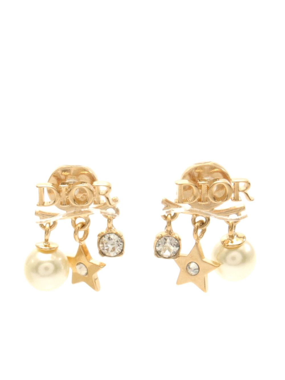 2010s logo drop earrings - Gold