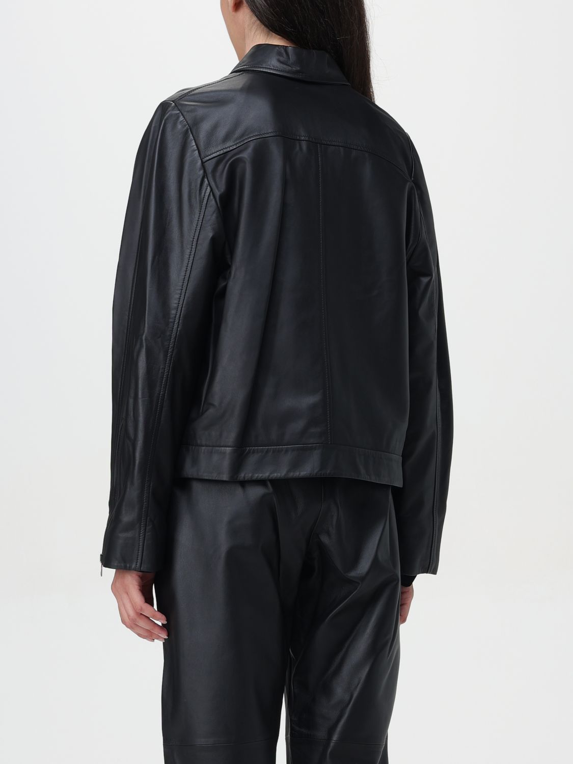 Zip-up leather jacket - Black
