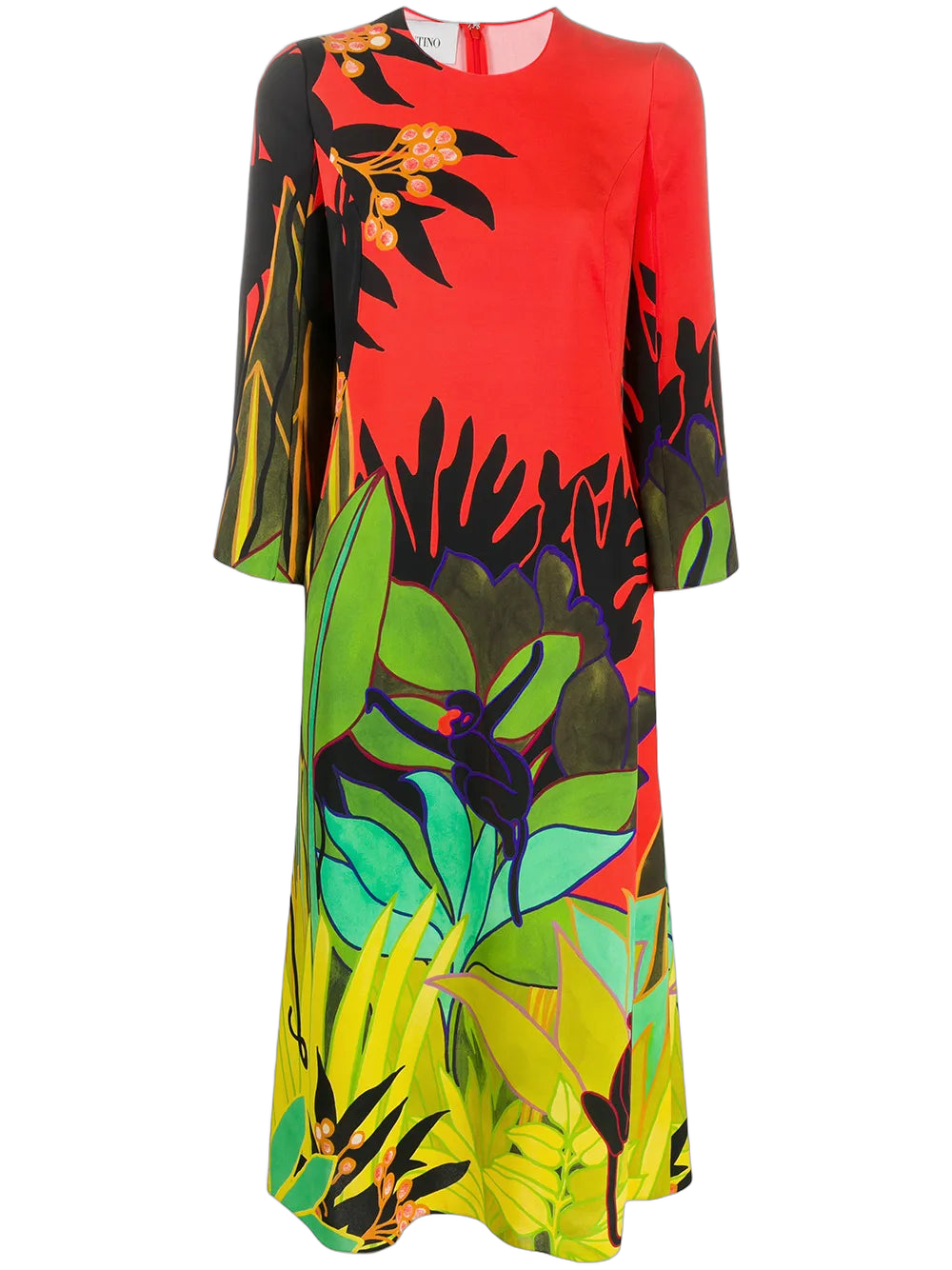 Monkey Forest Print Dress — Red
