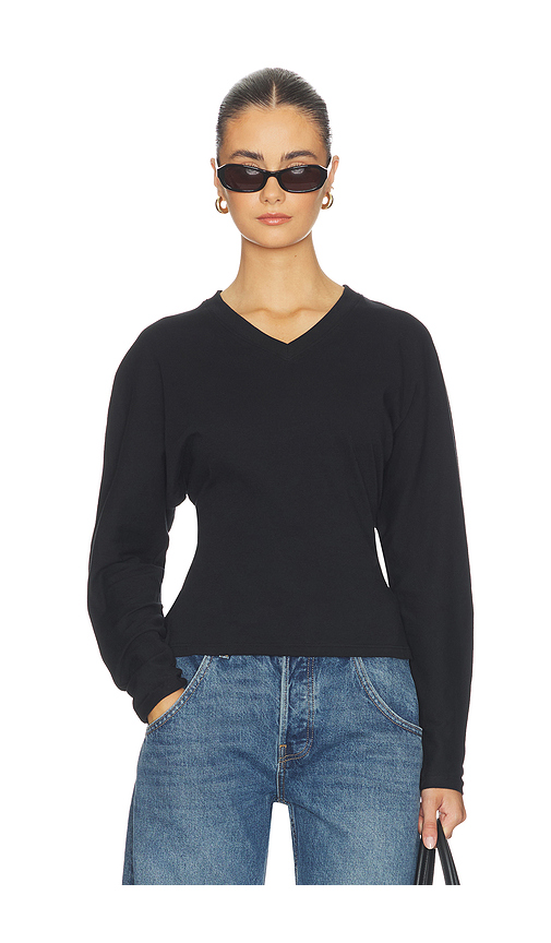 EB Denim Acacia V Neck Long Sleeve Top in Black. XS. Also in