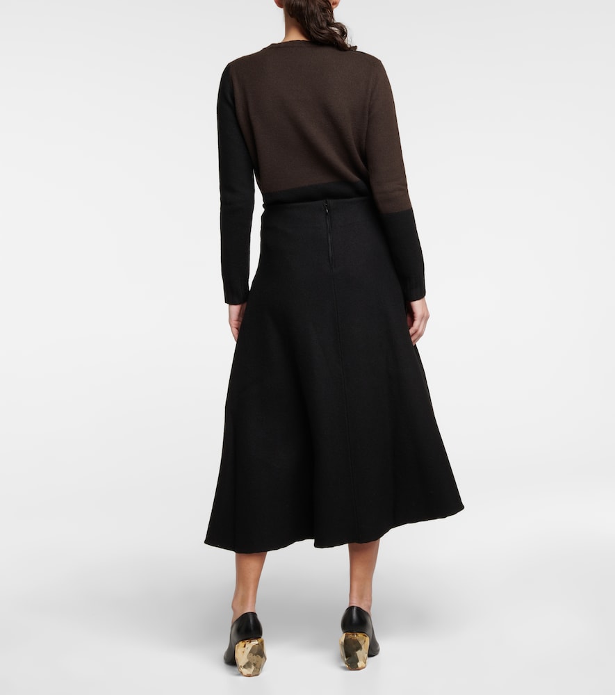 Virgin wool midi skirt