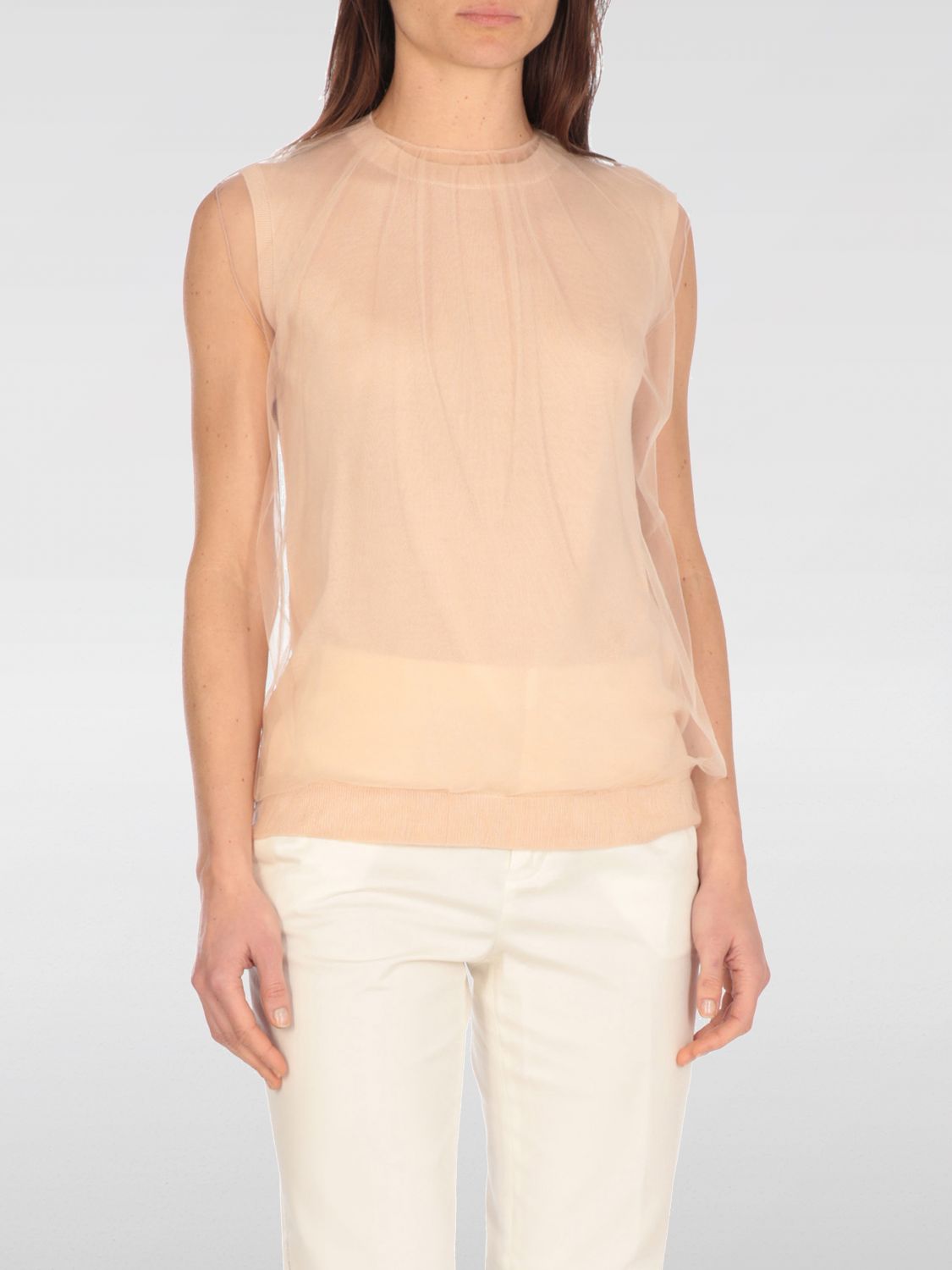 Tulle-layered top - Pink