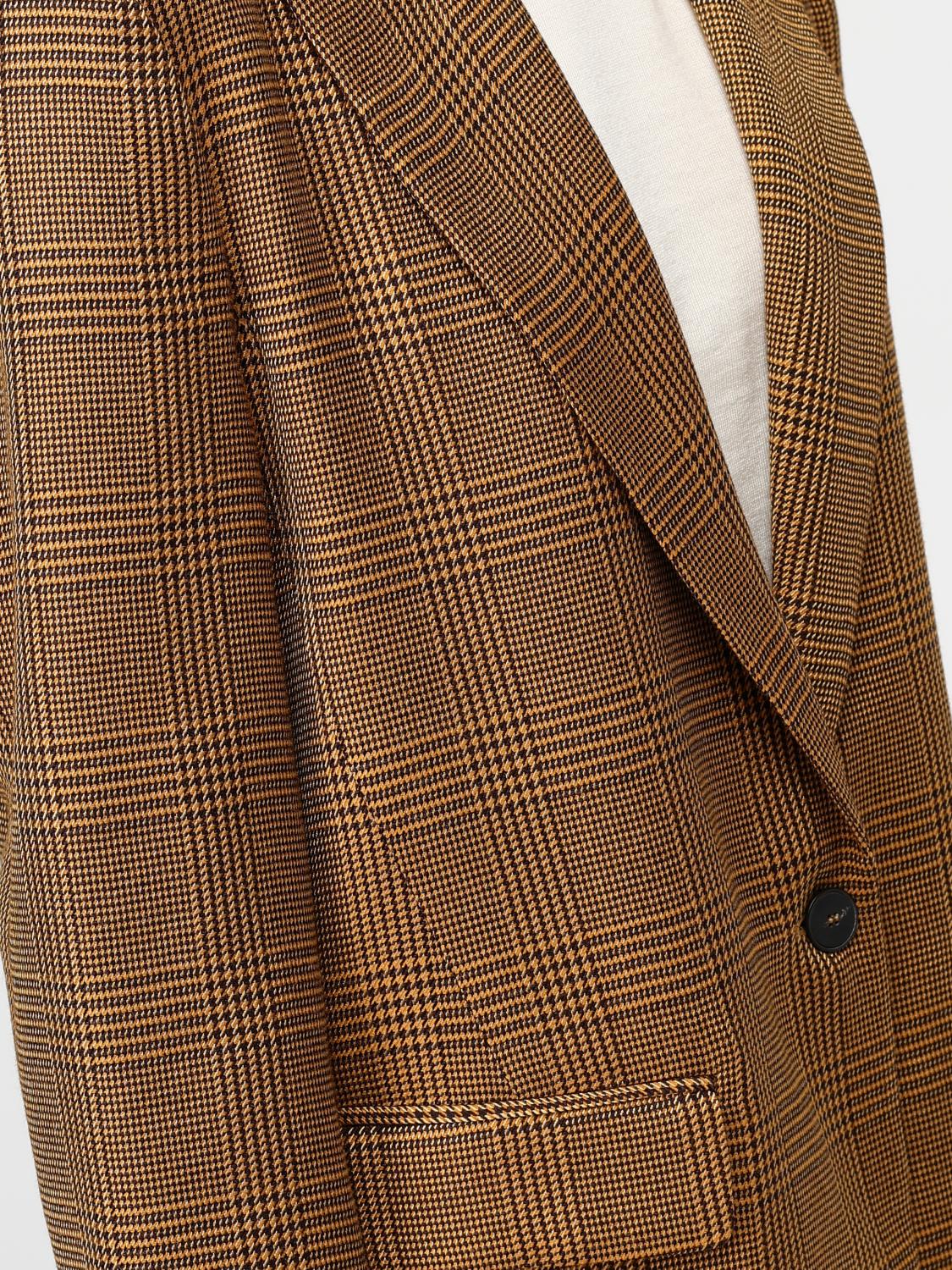 Single-breasted checked blazer - Brown