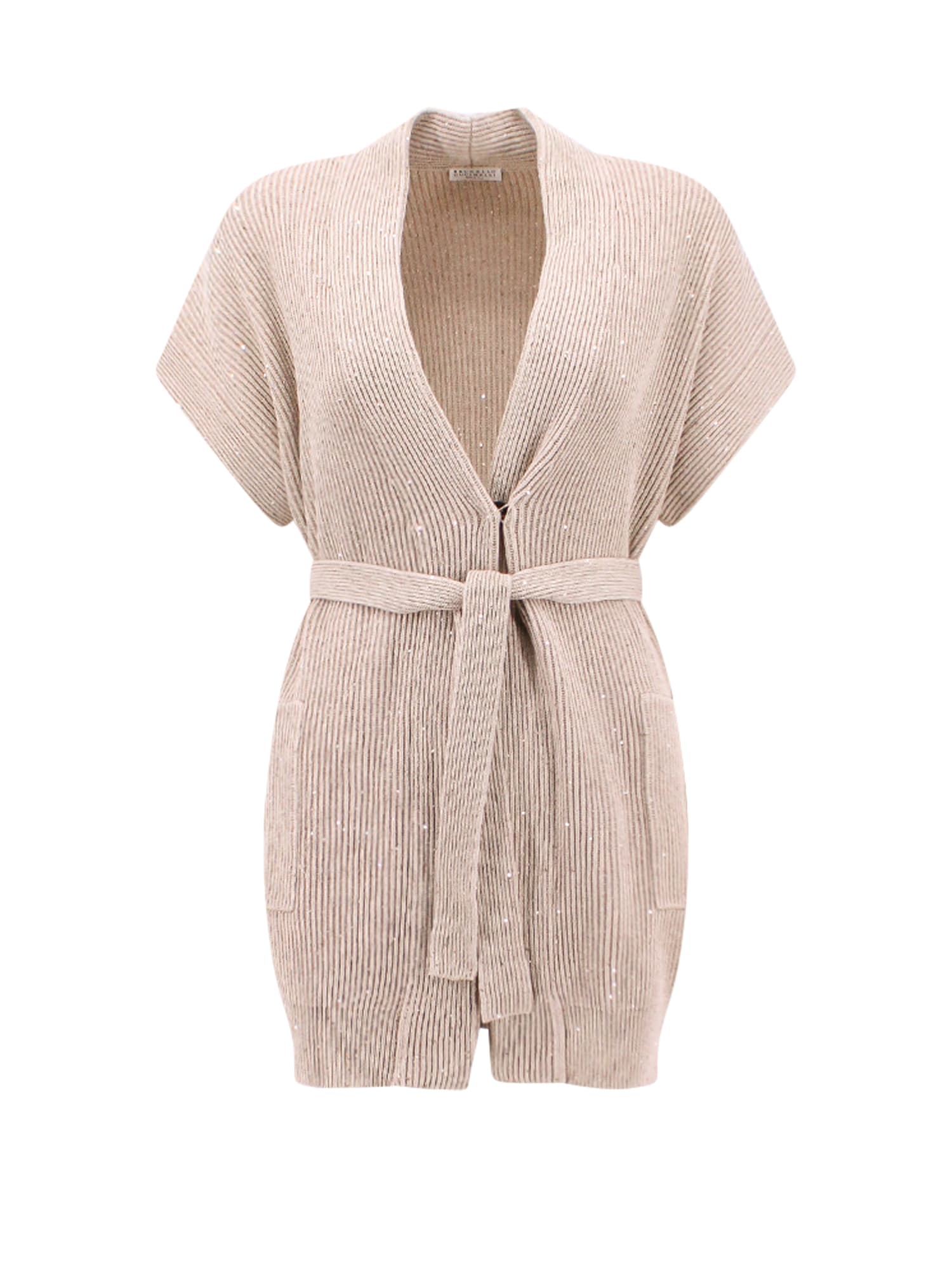 Chunky-knit sleeveless cardigan - Brown