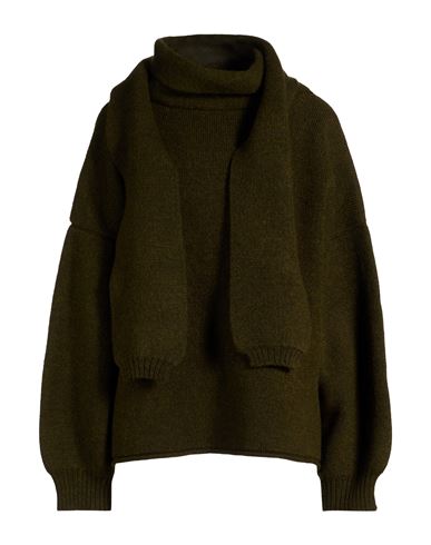 Woman Sweater Military green Size M Wool