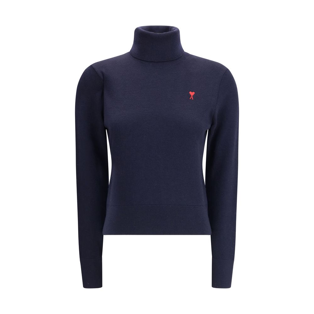 Merino Wool Turtleneck Sweater — Navy