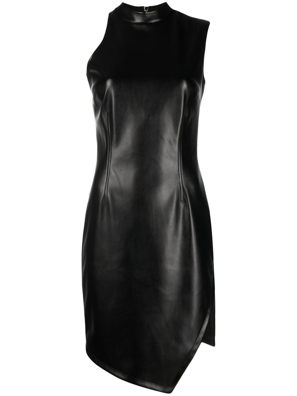 Sleeveless faux leather midi dress - Black