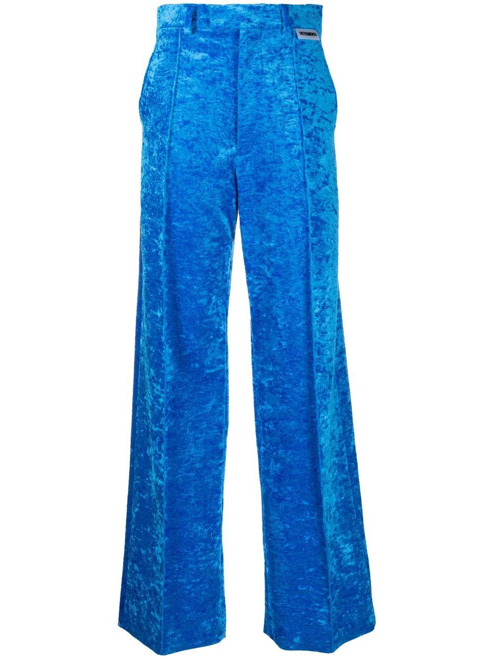 Velvet high-waisted trousers - Blue