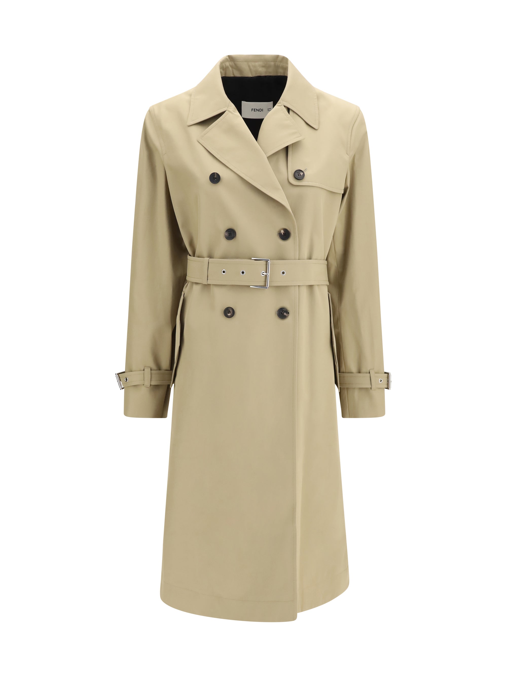 Double-Breasted Cotton Trench Coat — Beige