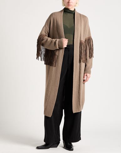 Woman Cardigan Taupe Size 10 Wool, Cashmere