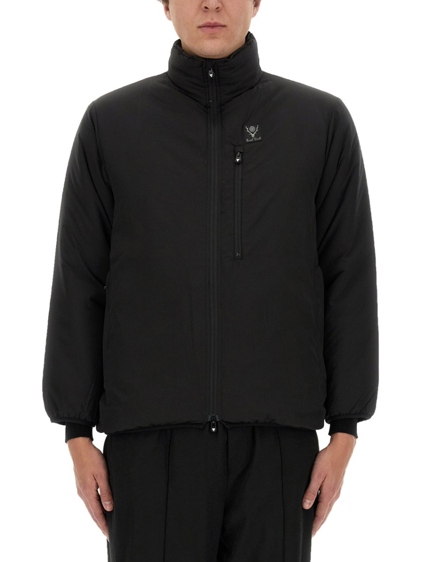 Black Logo Mock Collar Jacket