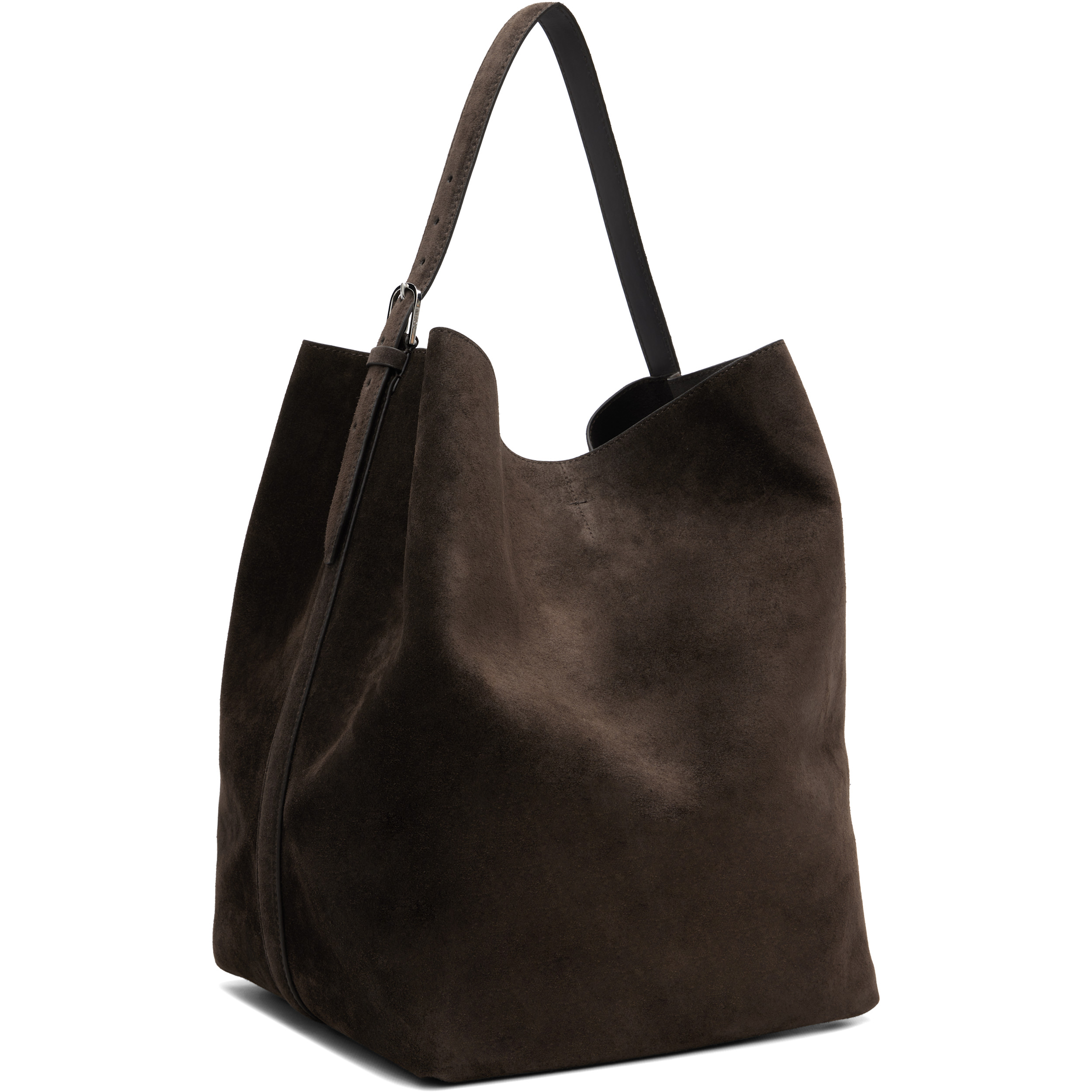 Brown Belted Suede Tote