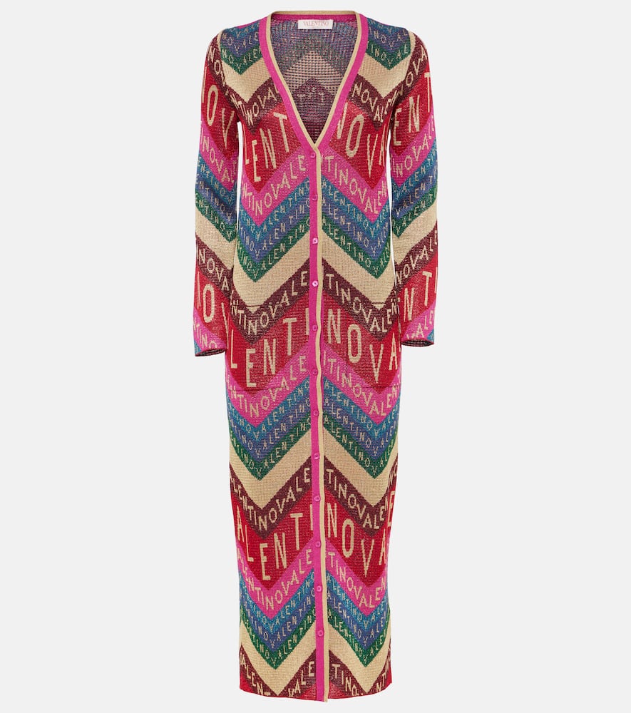 Logo knitted jacquard midi dress