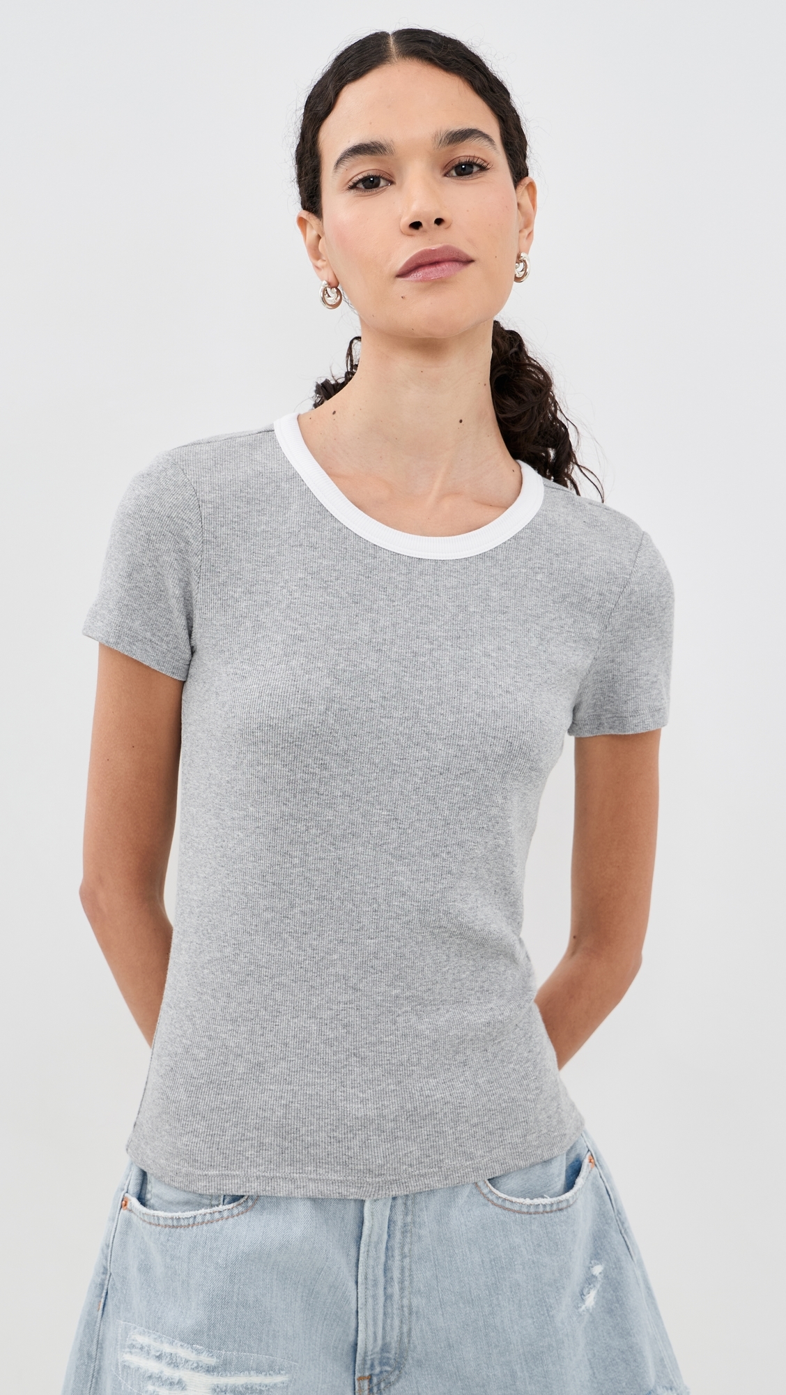 Miley T-Shirt Heather Grey/White