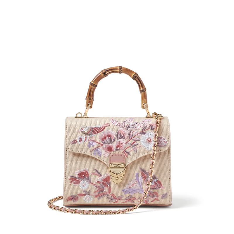 Midi Mayfair® in English Rose Garden Hand Embroidery on Canvas Raffia
