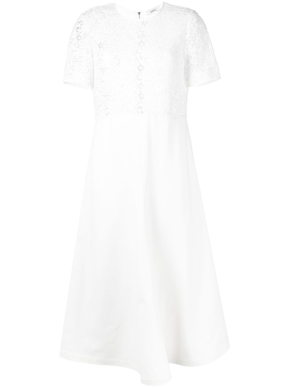 Macramé-panel lace dress - White