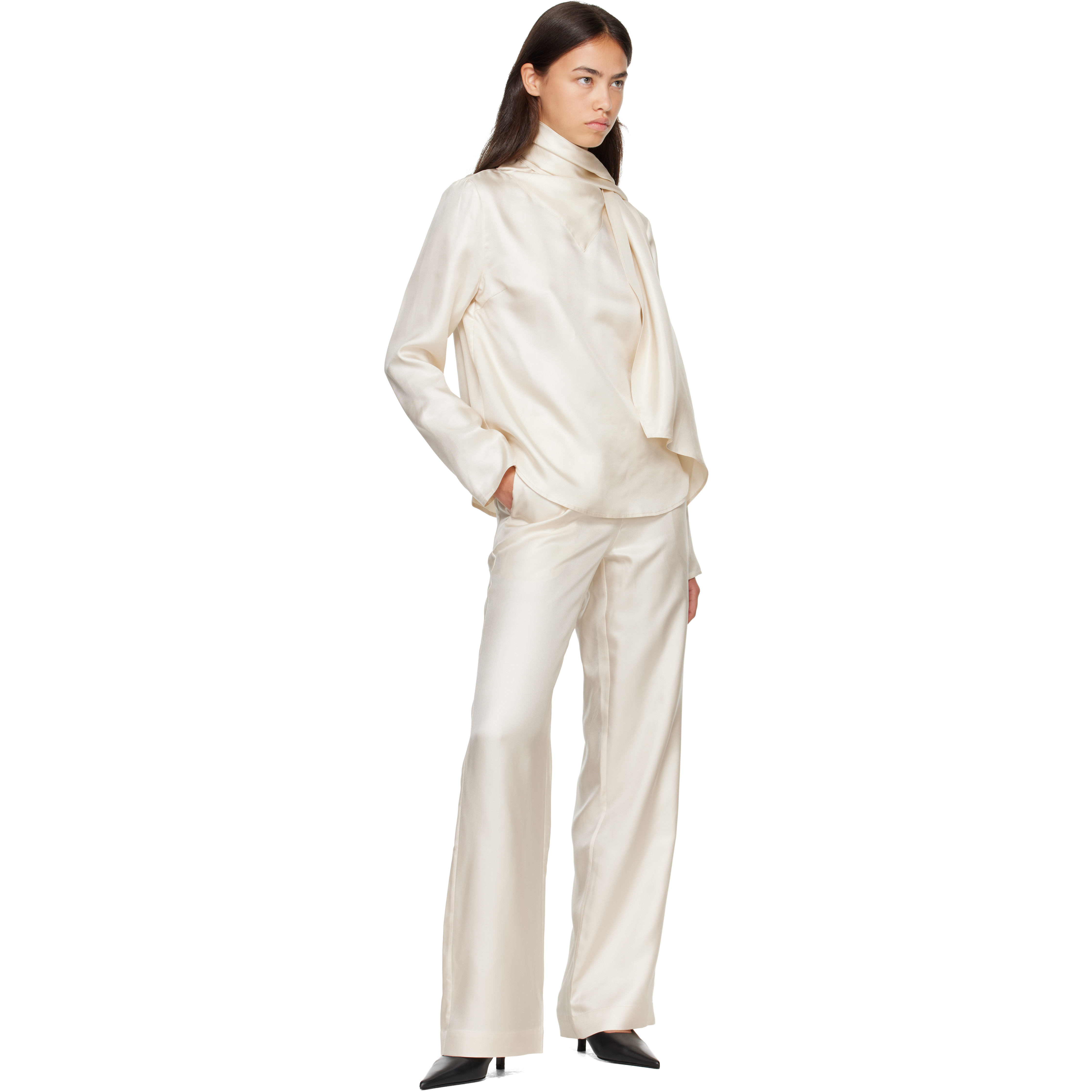Off-White GALA Silk Twill Scarf Blouse