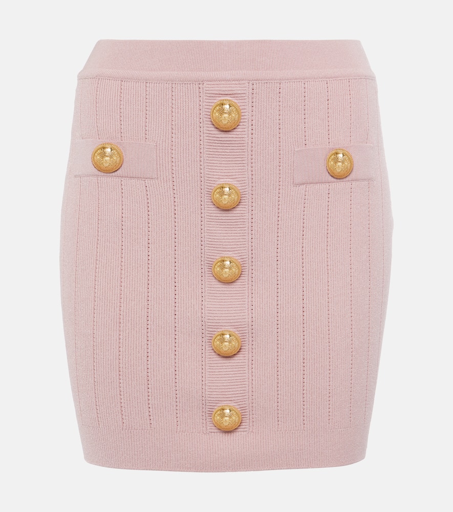 High-rise knitted miniskirt