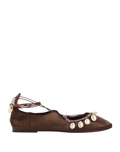 Woman Ballet flats Brown Size 11 Textile fibers