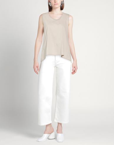 Helmur Woman Top Taupe Size L Cotton, Nylon, Elastane