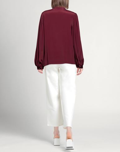 Woman Top Burgundy Size 10 Acetate, Silk