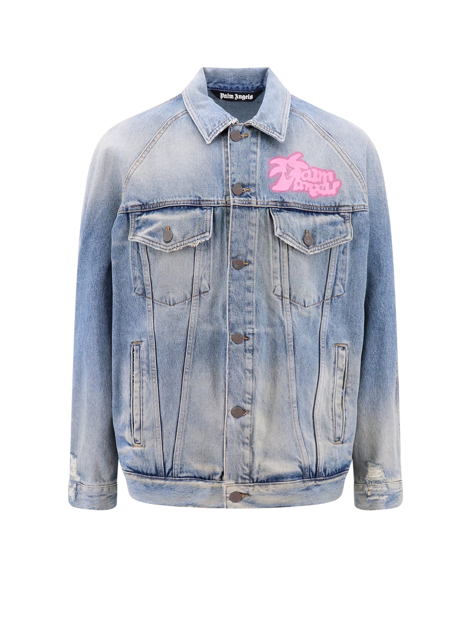 Graffiti-print denim jacket - Blue