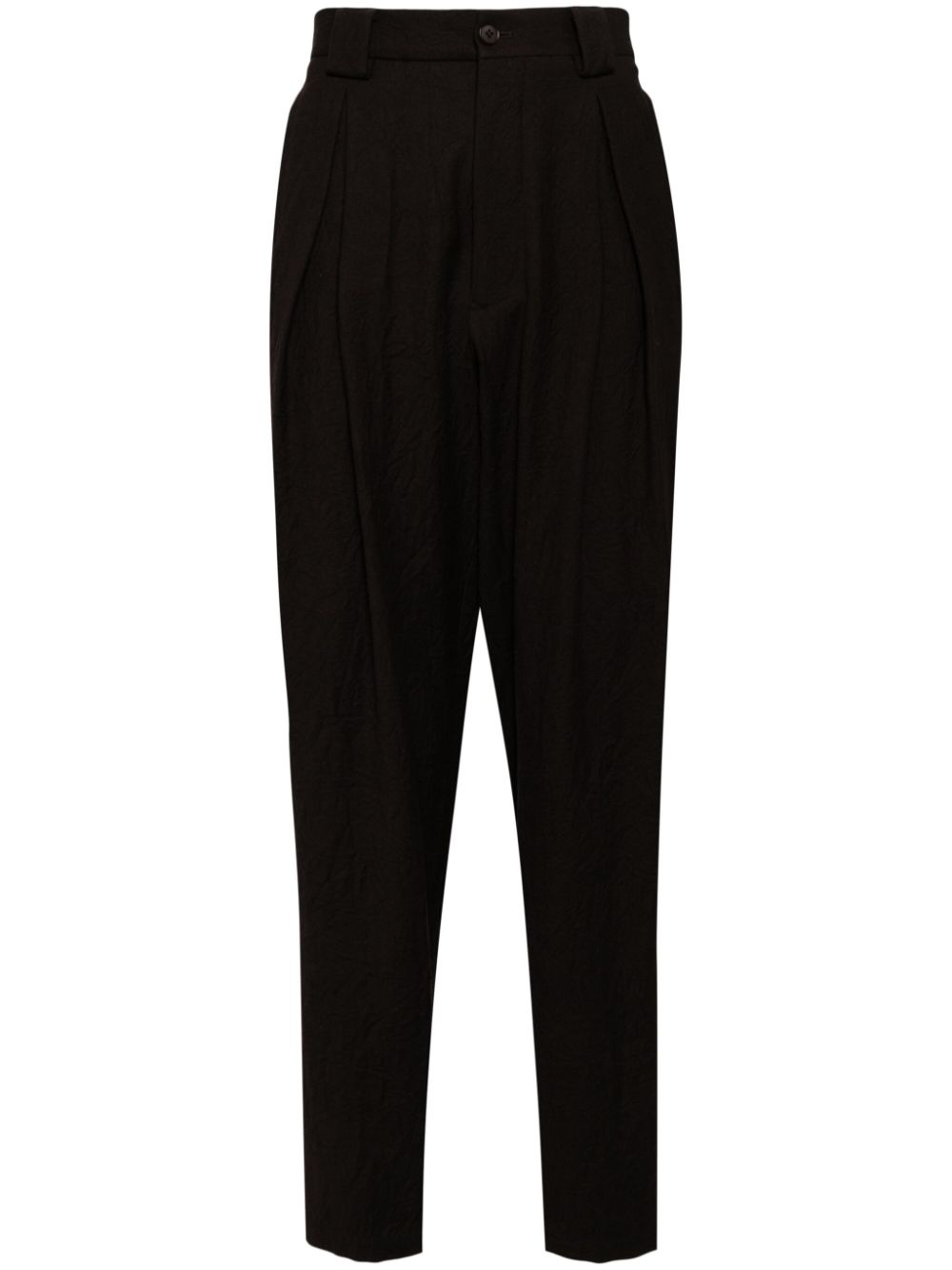 Single-pleat flannel trousers - Brown