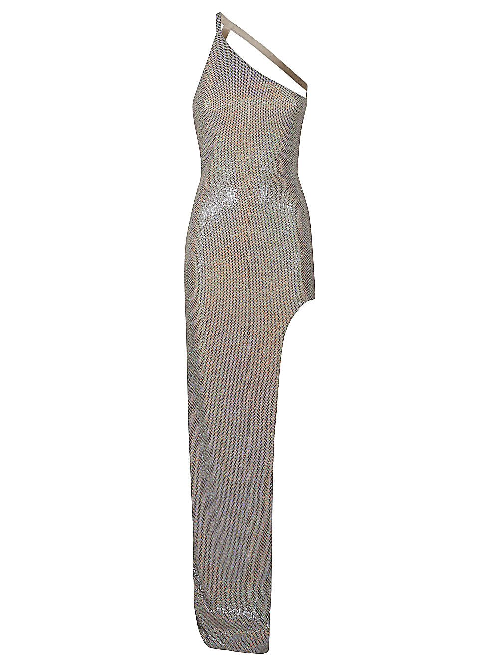 One-Shoulder Sequined Dress — Silver