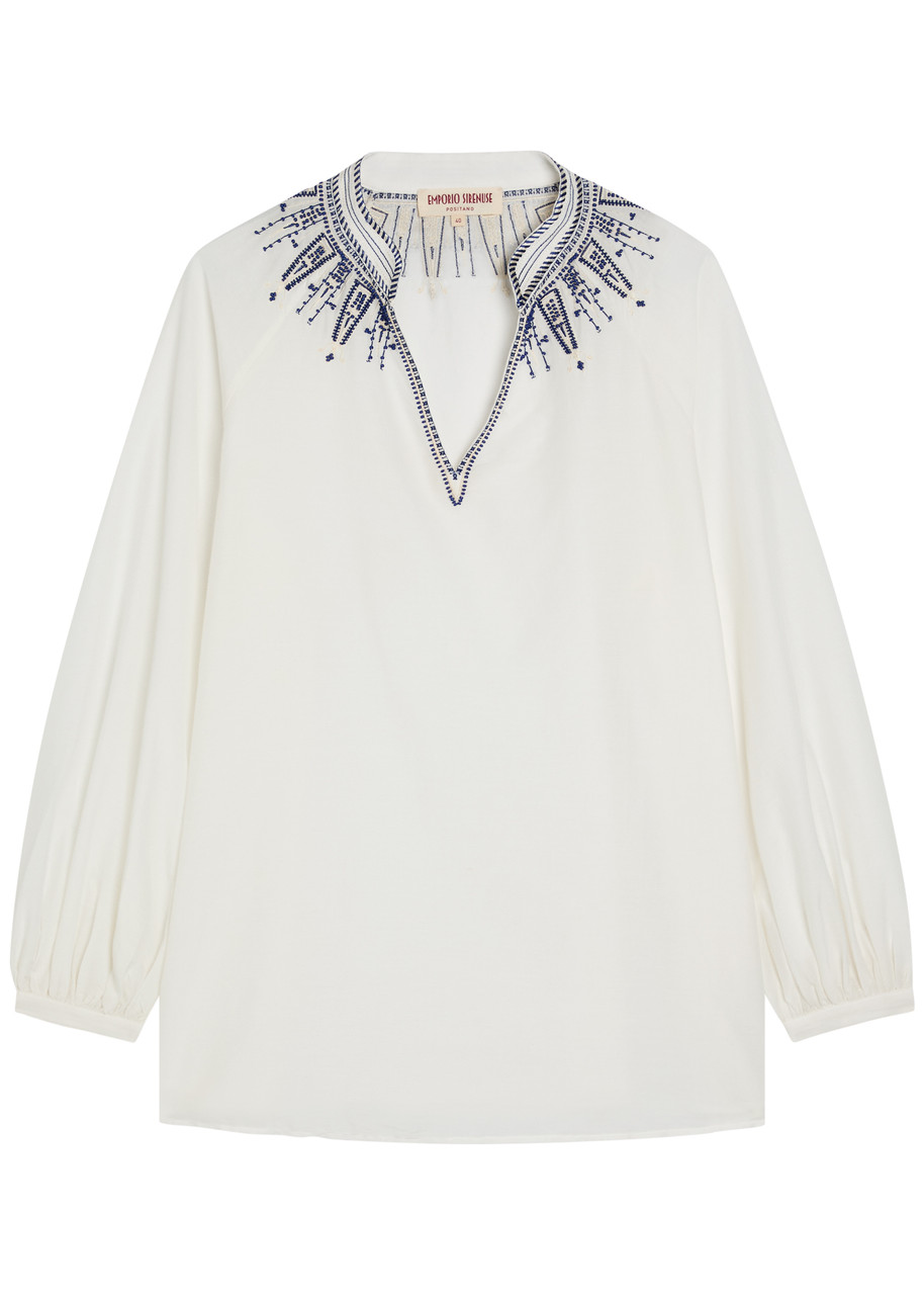 Illizia Embroidered Cotton-blend Blouse