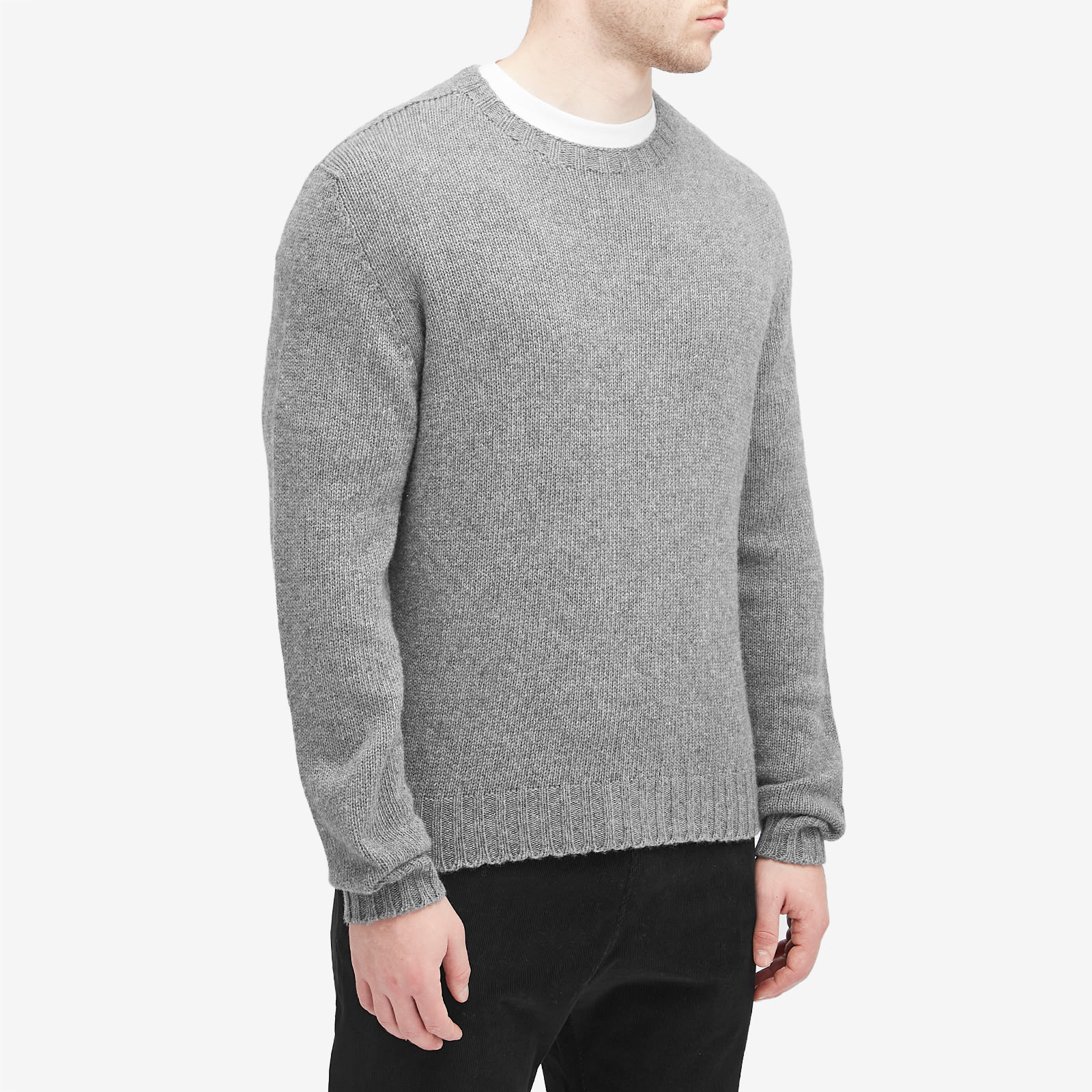Men's Curved Logo Melange Crew Knit in Grey