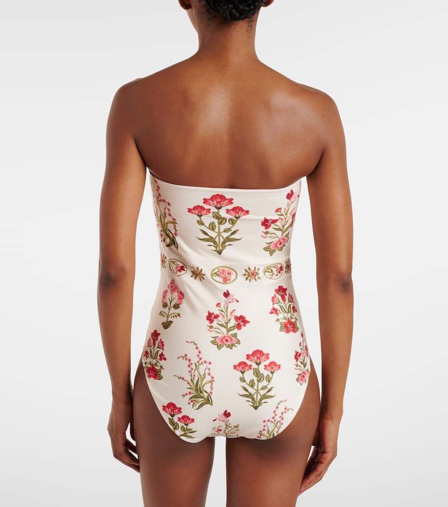 Illusion floral strapless swimsuit