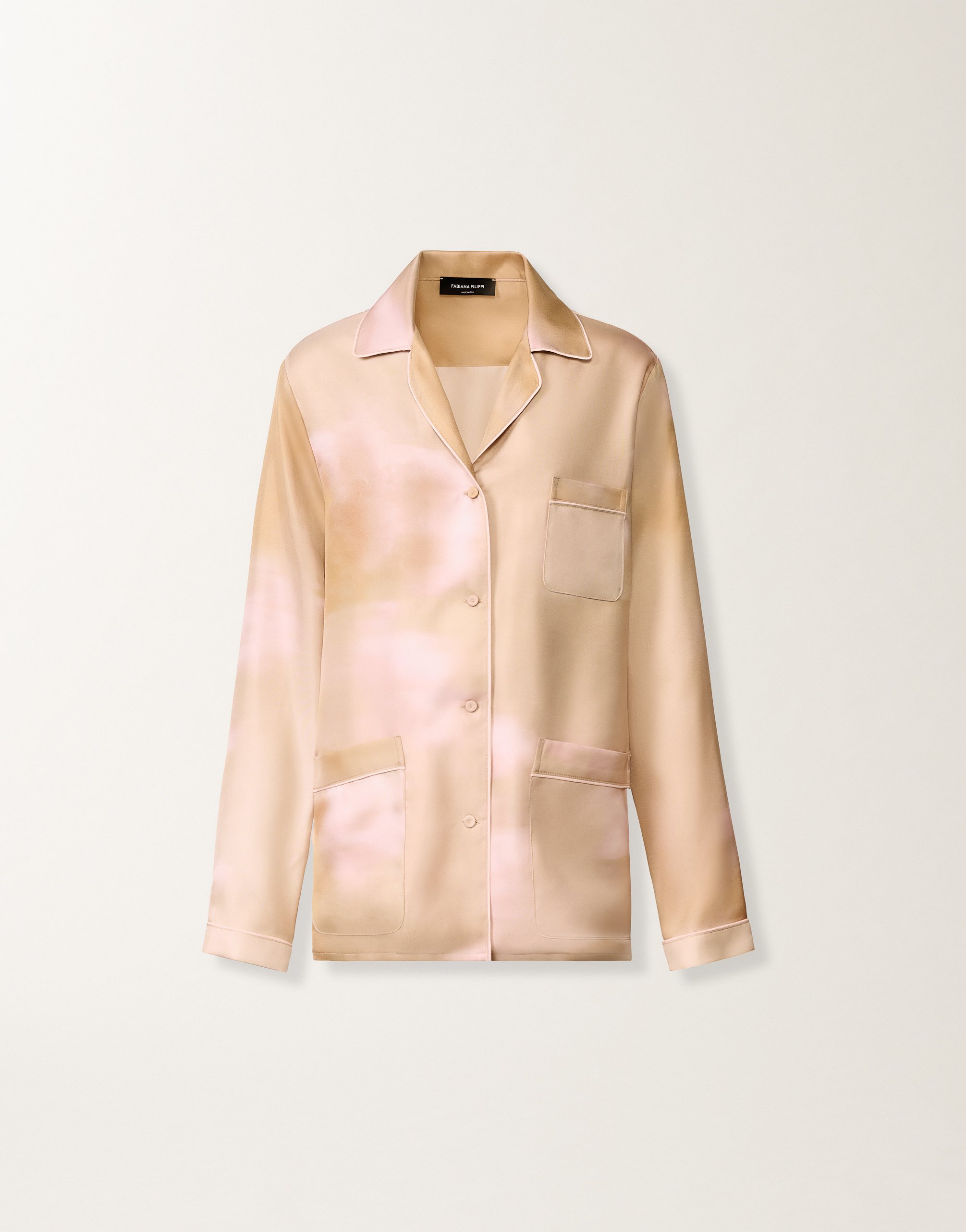 Printed silk twill shirt, memento rosae